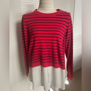 Red and navy stripe sweater